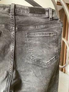 Grey Denim Straight Leg Jeans