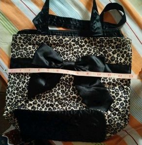 Leopard Print Tote Bag with Bow