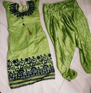 Green Embroidered Kurta Set