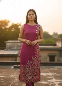 Rich Wine Purple Straight Cut Sleevless Kurta