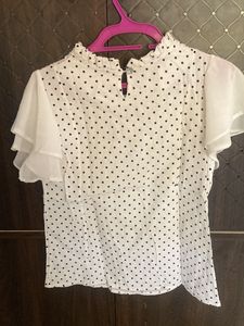 Polka Dot Ruffle Top