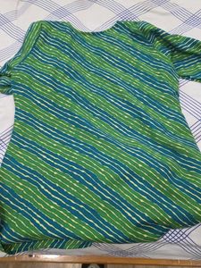 Green &amp; Blue Striped wollen short kurta