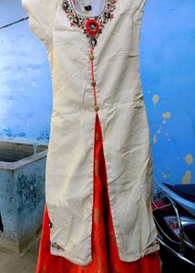 Orange &amp; Gold Brocade Dress