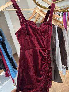 XS Burgundy Velvet Mini Dress
