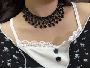 Black Beaded Choker Necklace