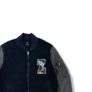 Two-Tone Denim Bomber Jacket