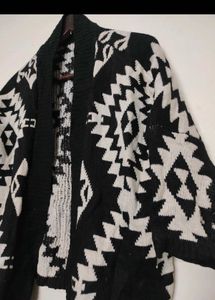 Tribal Print Open Front Cardigan