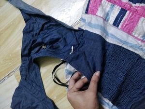 Striped Sundress with Denim Shrug