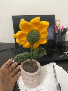 Crochet Sunflower in Pot