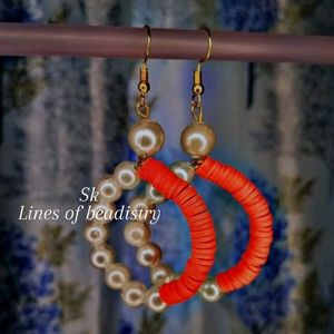 handmade Pearl &amp; Clay Earrings