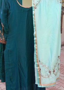 Elegant Teal Embroidered Kurta Set