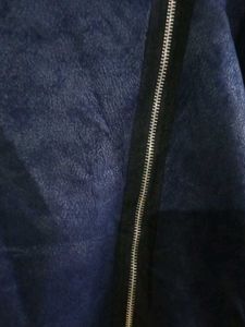 Navy Blue Suede Shearling Jacket