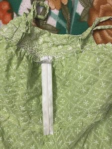 Green Embroidered Tank Top kurti to