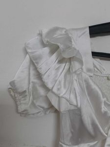 White Ruffle Sleeve Crop Top