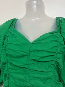 Bright Green AVA &amp; Viv Peasant Top with back Elast