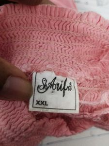 Pink Elastic Sleeve Kurti