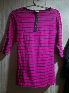 Pink Striped Button-Up Top