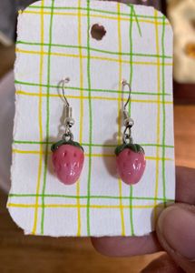 Handmade Strawberry Charm Earrings