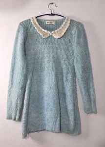 Blue Fuzzy Sweater Dress