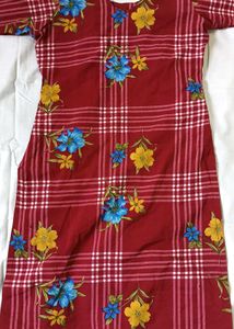 Vintage Floral Plaid Dress Yah Naram Kapda Hai Mul