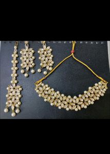 Elegant Pearl &amp; Stone Necklace Set