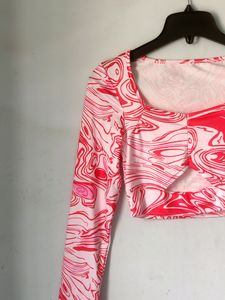Abstract Print Crop Top