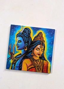 Mini Shiva Parvati Canvas Art Painting