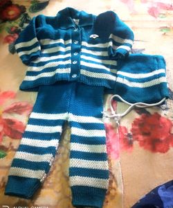 White N Dark Sea Green Colour Sweater Set Of 3..