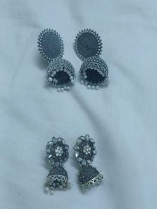 Silver Jhumka Earrings with Pearls