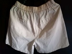 Beige High-Waisted Shorts