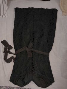 Grey Strapless Lace Dress