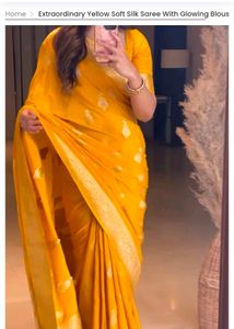 ExtraordinaryYellow Saree With Glowing Blouse Ps