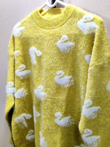 imported women&#39;s yellow crewneck sweater