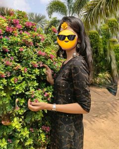 Black Kurta &amp; Red Sharara Set