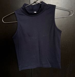 Blue turtle neck tank top