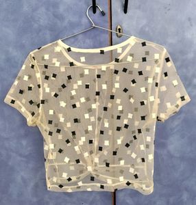 Shein Inspired Mesh Printed Top