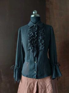 Vintage Polka Dot Ruffle Blouse