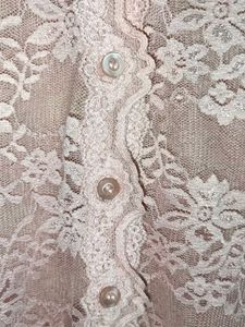 Partywear See-through Lace Shirt Top Pink