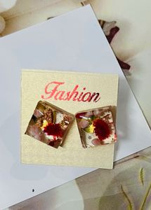 Resin Flower Earring Set 4 Pair Combo