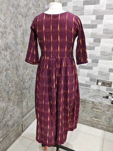 Maroon Printed Fit and Flare Dress