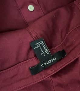 Burgundy Button-Front Skirt