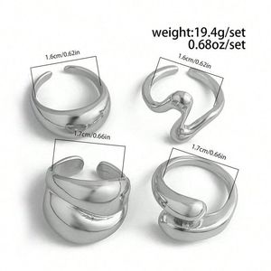 Silver Plated Set of 4 Stackable Finger Rings💗💗