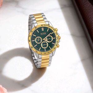 BOSS Green Dial Watch chrono working