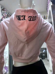 Pink Cropped Hoodie