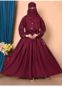 Elegant Maroon Abaya Dress