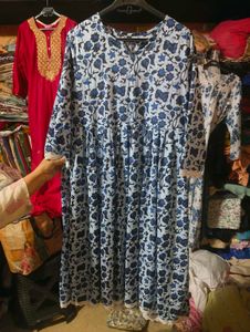 Blue Floral Print Dress