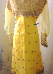 Elegant Yellow Embroidered Ethnic Gown