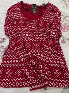 Red Patterned Pajama Set