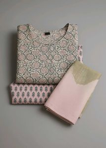 Cotton Kurti Set With Chunni
