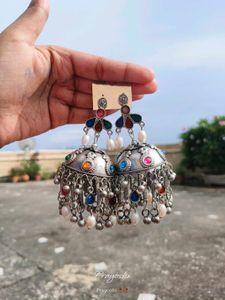 Oxidized Jhumka Earrings